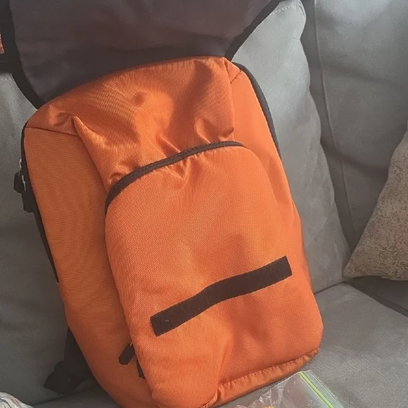 Orange and Black Backpack with Customizable Panel - Picture 2 of 8
